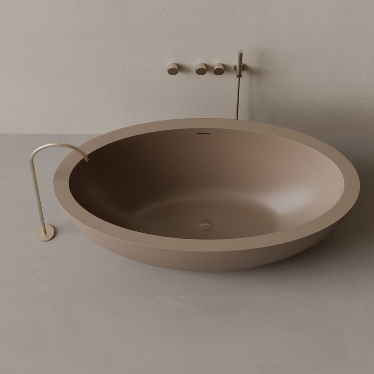 74" x 41" Oval Concrete Freestanding Bathtub