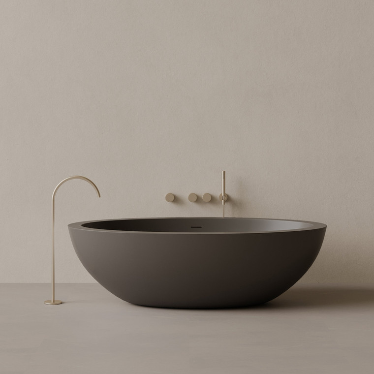 74" x 41" Oval Concrete Freestanding Bathtub