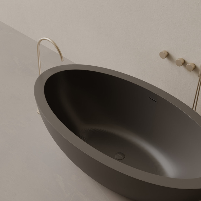 74" x 41" Oval Concrete Freestanding Bathtub