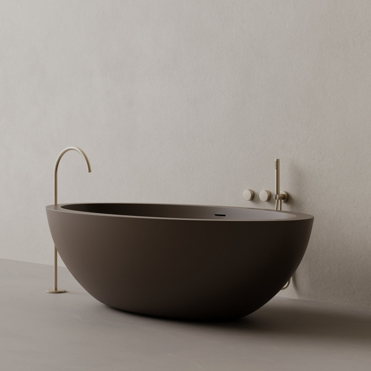 74" x 41" Oval Concrete Freestanding Bathtub
