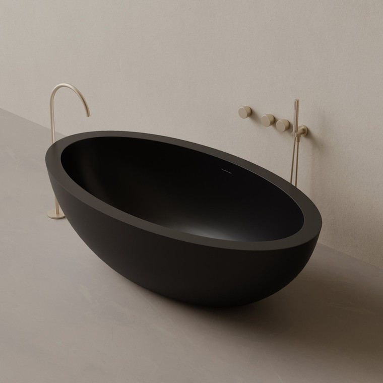 74" x 41" Oval Concrete Freestanding Bathtub