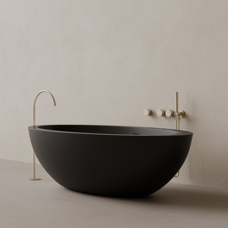 74" x 41" Oval Concrete Freestanding Bathtub