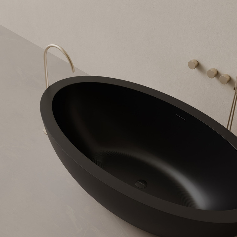 74" x 41" Oval Concrete Freestanding Bathtub