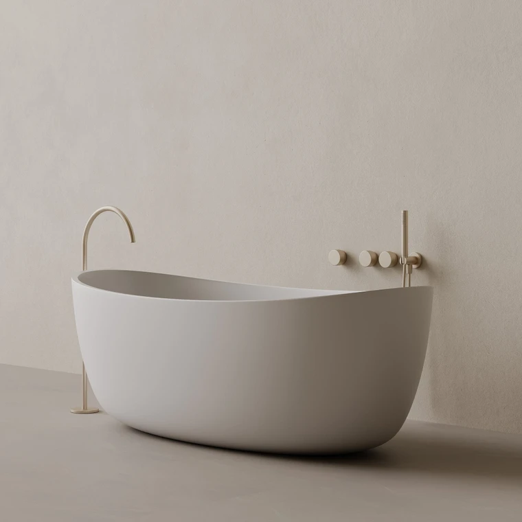 70" x 33" Oval Concrete Freestanding Bathtub