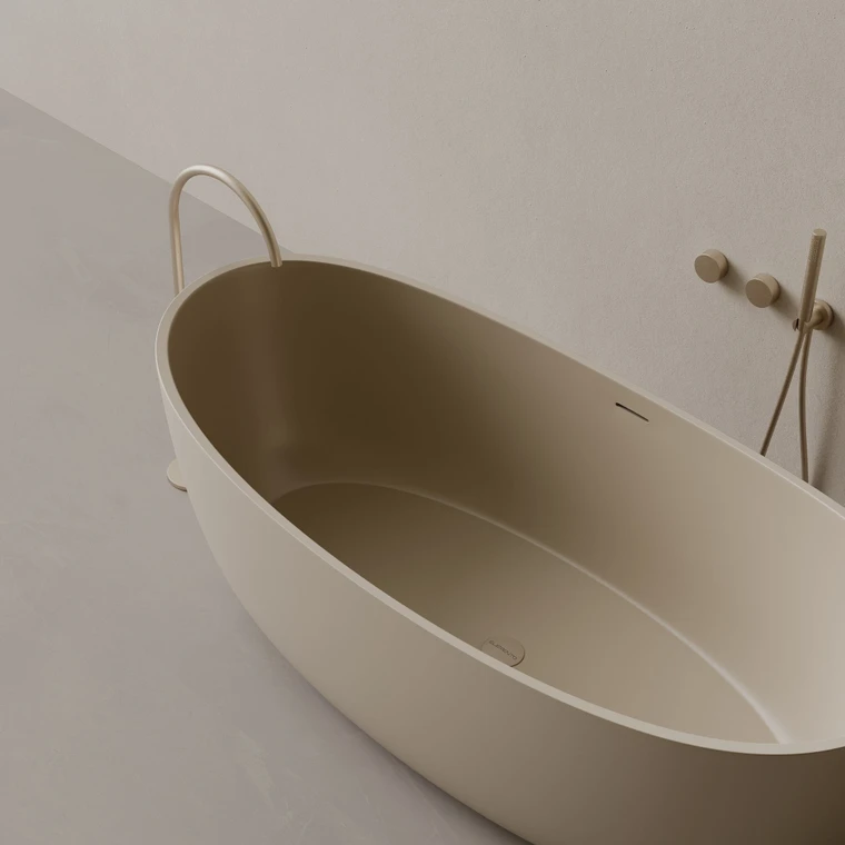 70" x 33" Oval Concrete Freestanding Bathtub