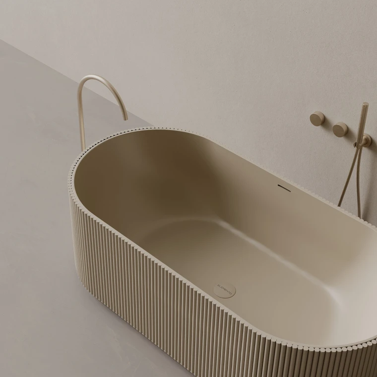 65" x 31" Oval Concrete Freestanding Bathtub