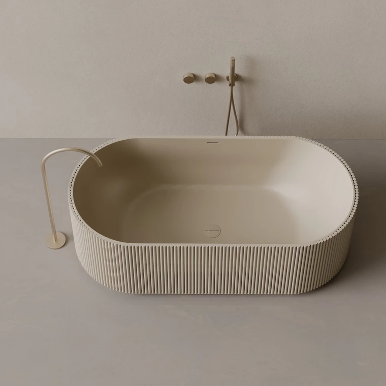 65" x 31" Oval Concrete Freestanding Bathtub