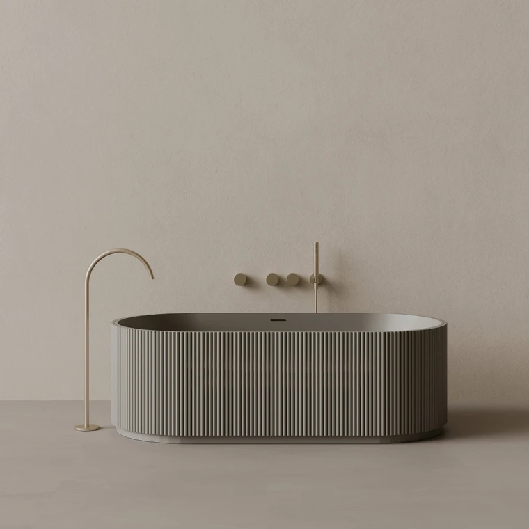 65" x 31" Oval Concrete Freestanding Bathtub