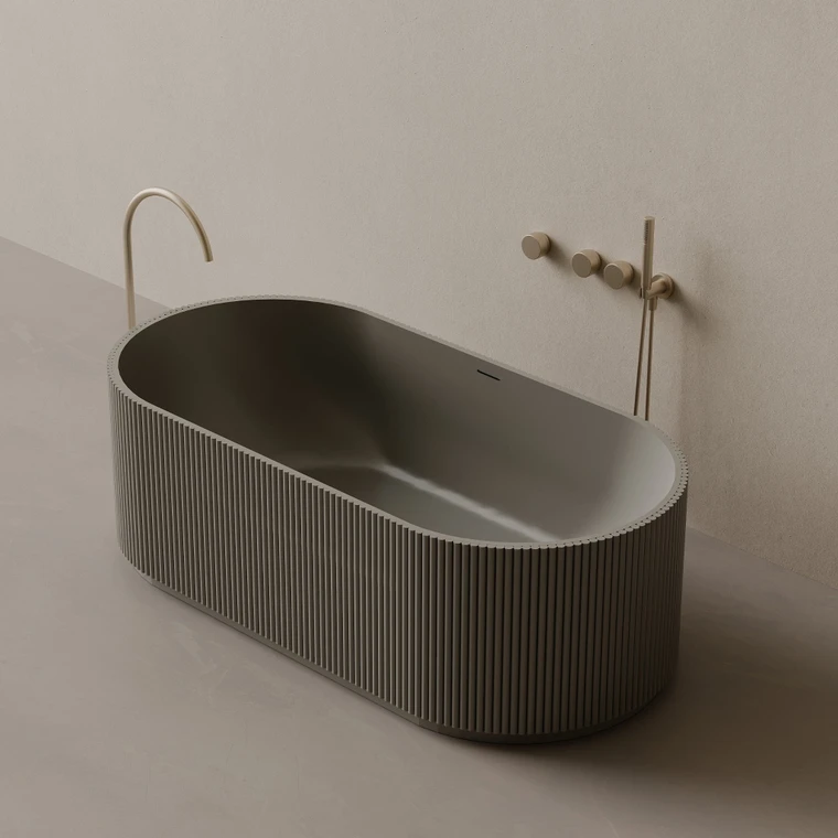 65" x 31" Oval Concrete Freestanding Bathtub