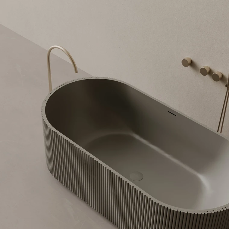 65" x 31" Oval Concrete Freestanding Bathtub