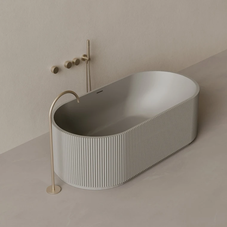 65" x 31" Oval Concrete Freestanding Bathtub