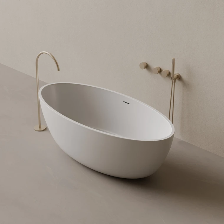 64" x 30" Oval Concrete Freestanding Bathtub
