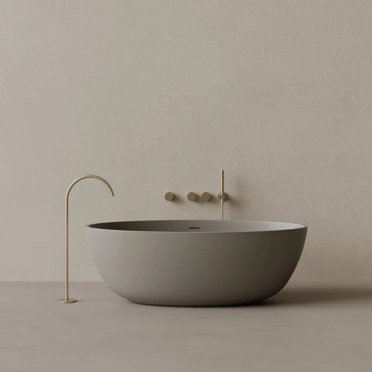 64" x 30" Oval Concrete Freestanding Bathtub