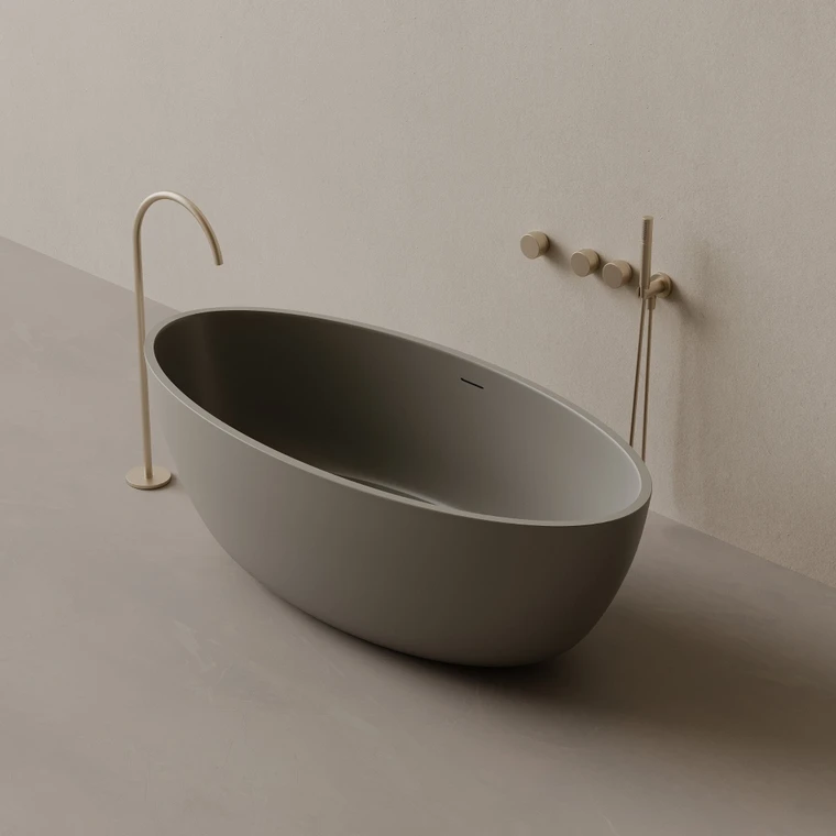 64" x 30" Oval Concrete Freestanding Bathtub