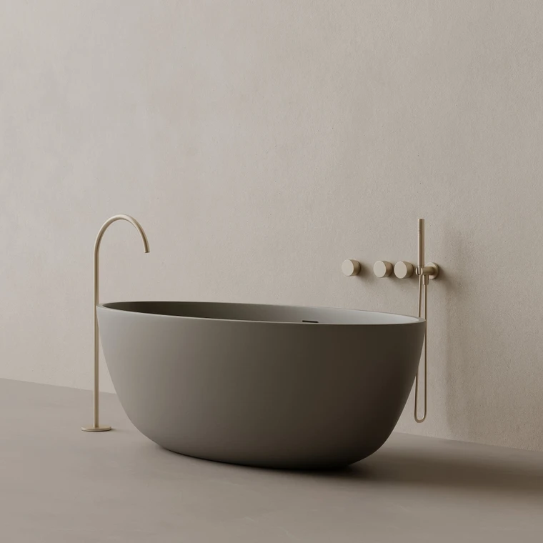 64" x 30" Oval Concrete Freestanding Bathtub