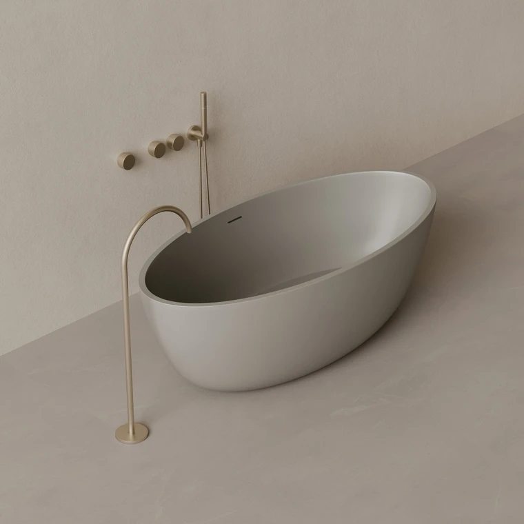 64" x 30" Oval Concrete Freestanding Bathtub
