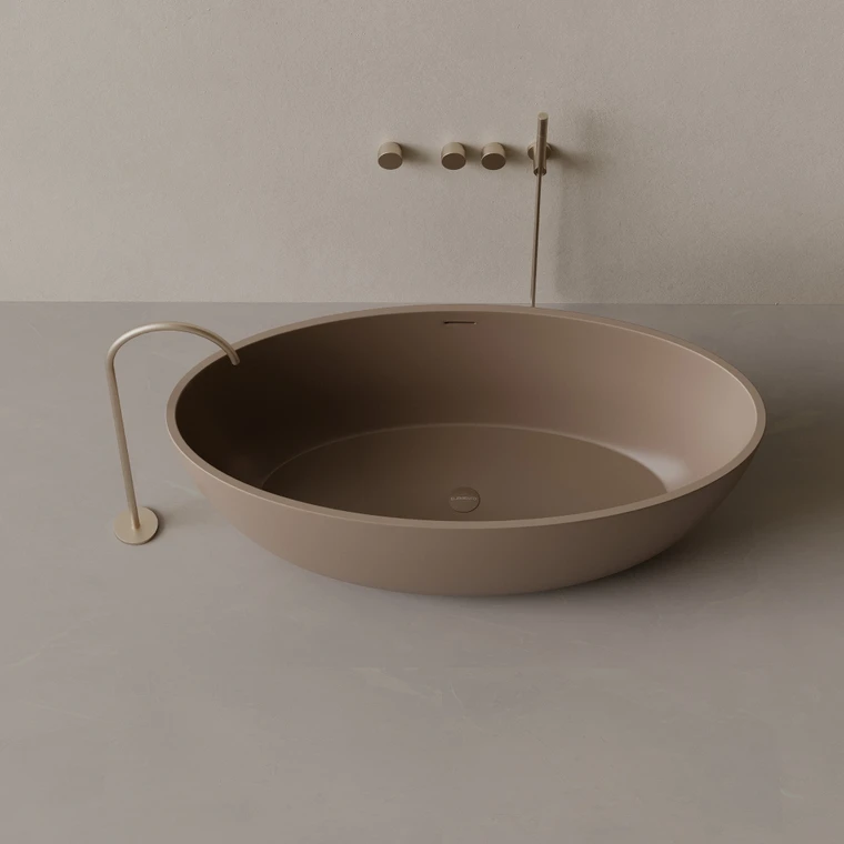 64" x 30" Oval Concrete Freestanding Bathtub