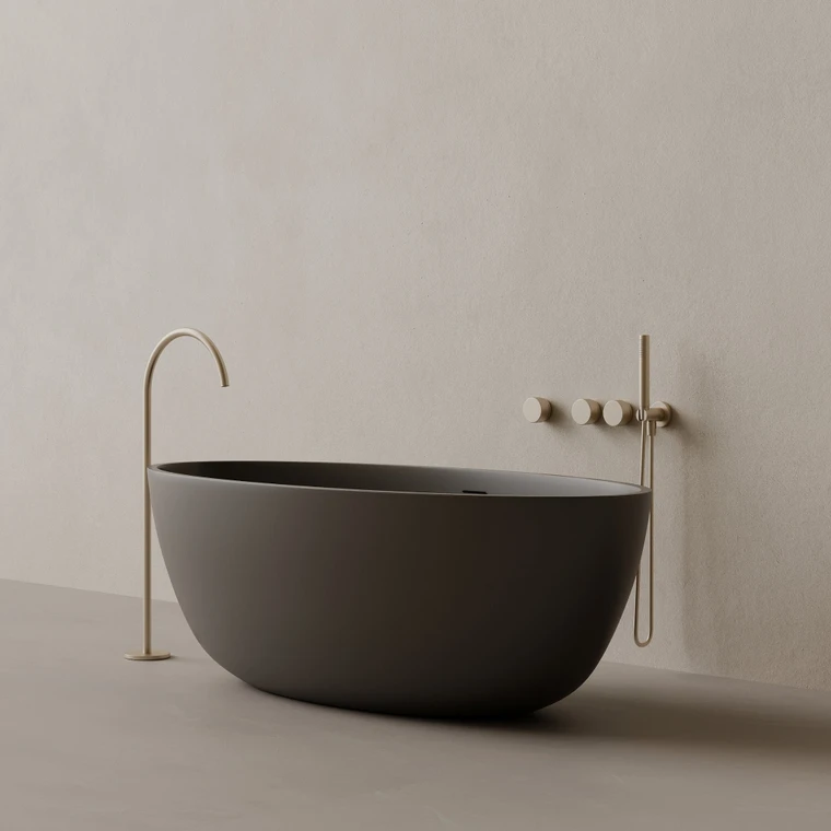64" x 30" Oval Concrete Freestanding Bathtub