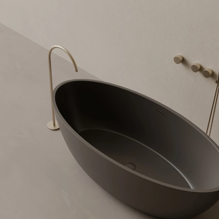 64" x 30" Oval Concrete Freestanding Bathtub