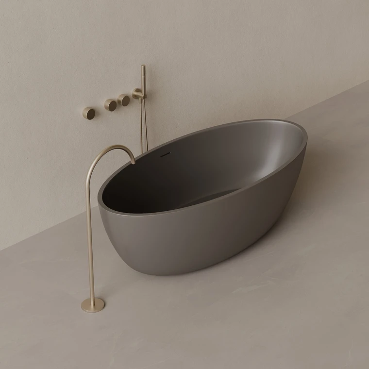 64" x 30" Oval Concrete Freestanding Bathtub