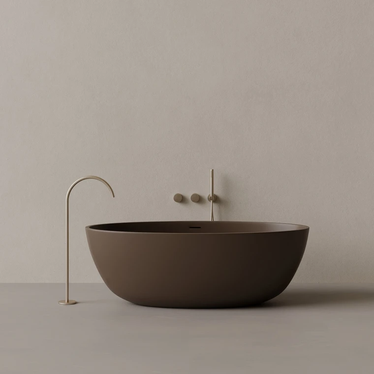 64" x 30" Oval Concrete Freestanding Bathtub