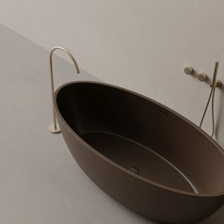 64" x 30" Oval Concrete Freestanding Bathtub