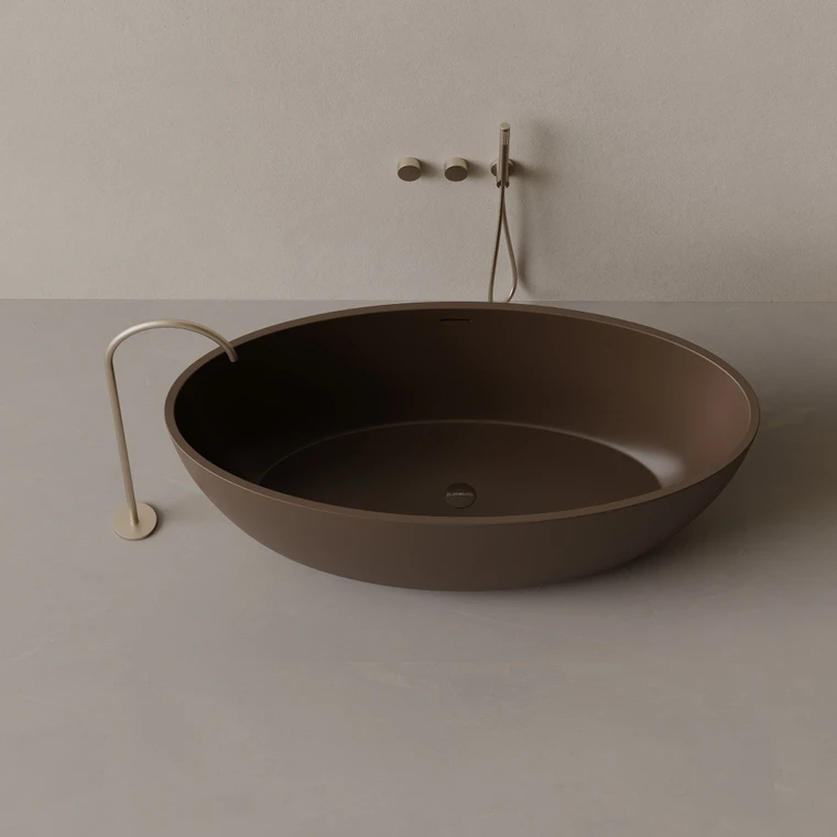 64" x 30" Oval Concrete Freestanding Bathtub