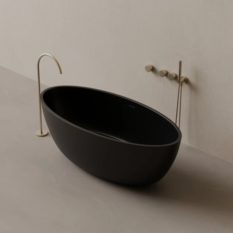64" x 30" Oval Concrete Freestanding Bathtub