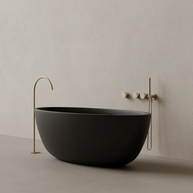 64" x 30" Oval Concrete Freestanding Bathtub
