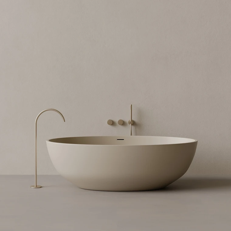 70" x 36" Oval Concrete Freestanding Bathtub