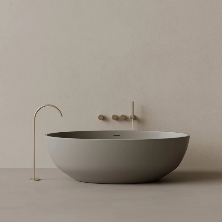 70" x 36" Oval Concrete Freestanding Bathtub