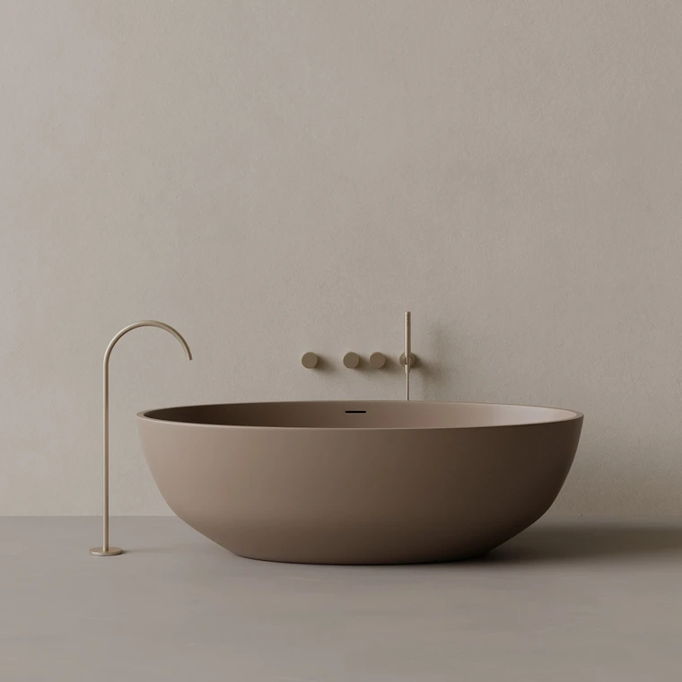 70" x 36" Oval Concrete Freestanding Bathtub