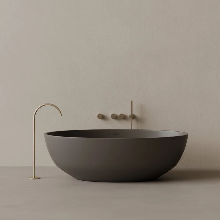 70" x 36" Oval Concrete Freestanding Bathtub