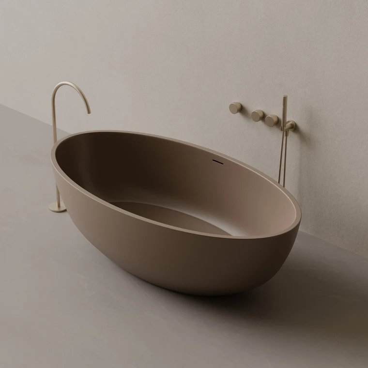 70" x 36" Oval Concrete Freestanding Bathtub