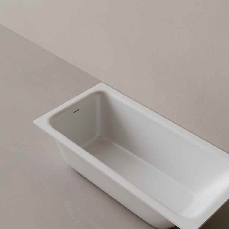 59" x 30" Solid Surface Stone Resin Drop-In Undermount Bathtub Right Incline