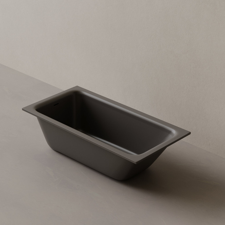 59" x 30" Solid Surface Stone Resin Drop-In Undermount Bathtub Right Incline