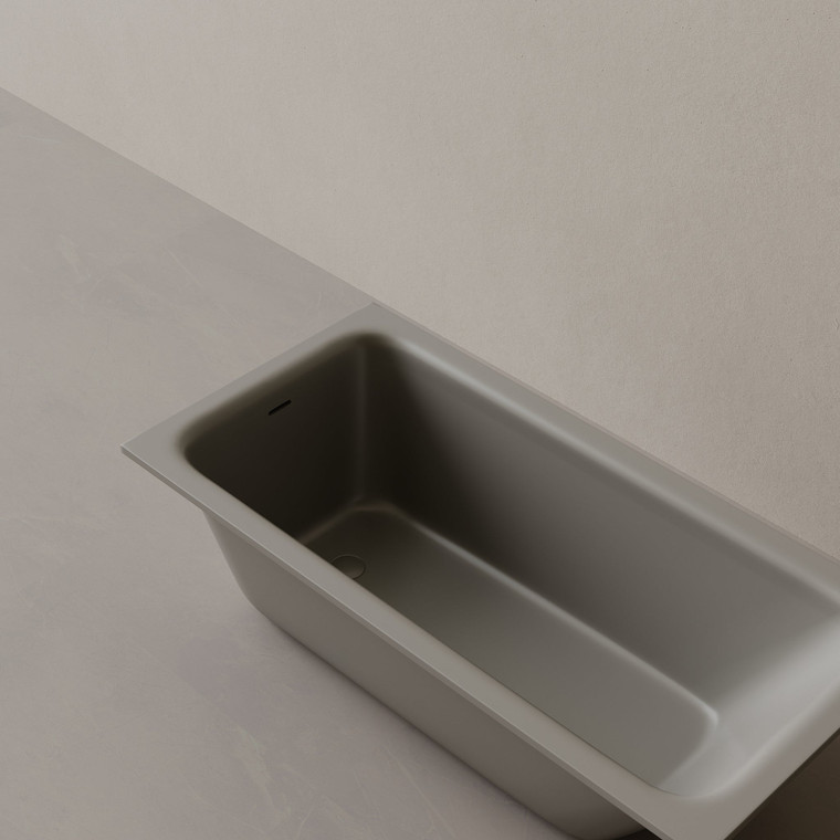 59" x 30" Solid Surface Stone Resin Drop-In Undermount Bathtub Right Incline
