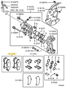 L400 Delica/Pajero front brake pads - Genuine part