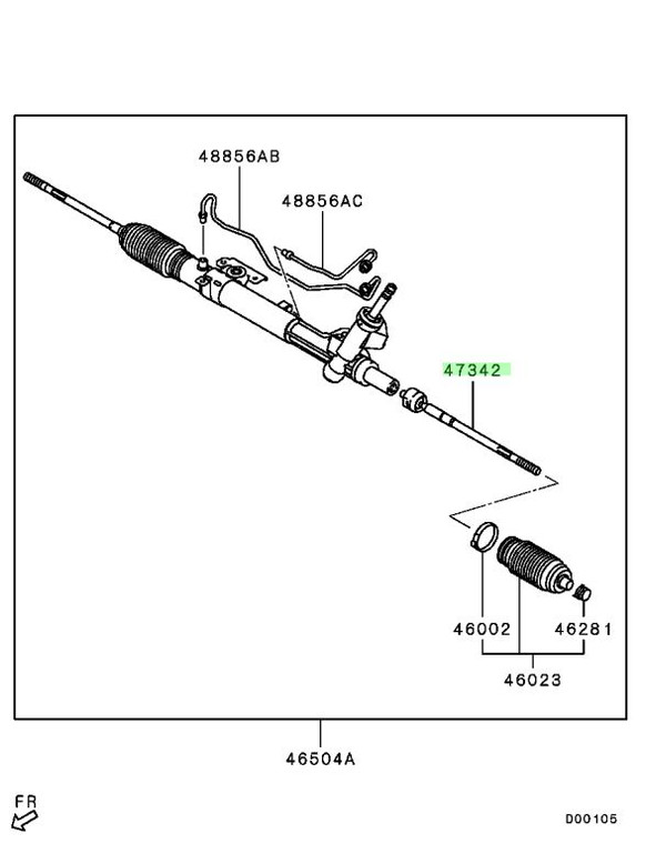CV5W Delica D5 front inner tie rod end - Genuine part