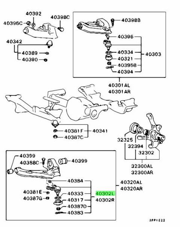 L300 Delica left front lower ball joint - Aftermarket part