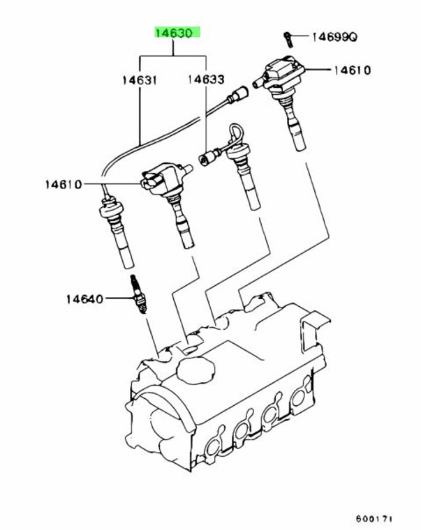H53A/H58A Pajero Mini spark plug wire set (single cam only) - Genuine part