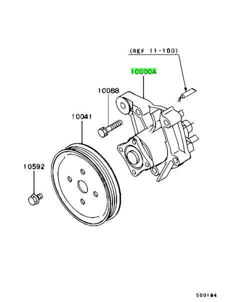 H53A/H58A Pajero Mini water pump - Aftermarket part