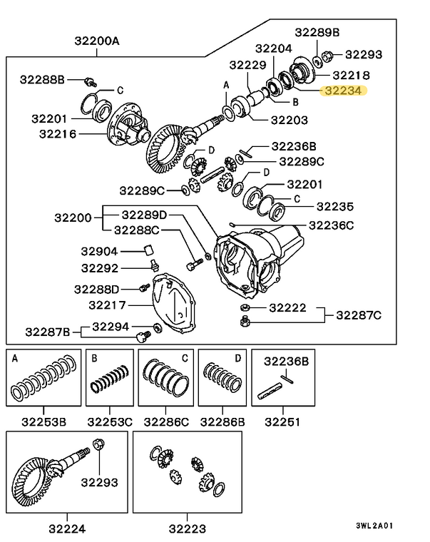 L400 Delica (4M40) front differential pinion seal - Genuine part