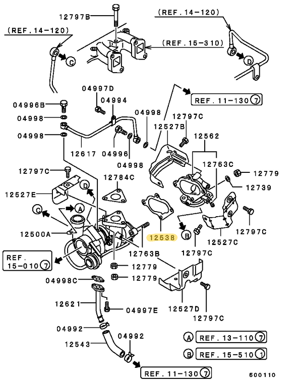 L400 Delica/Pajero (4M40) turbo outlet gasket - Genuine part
