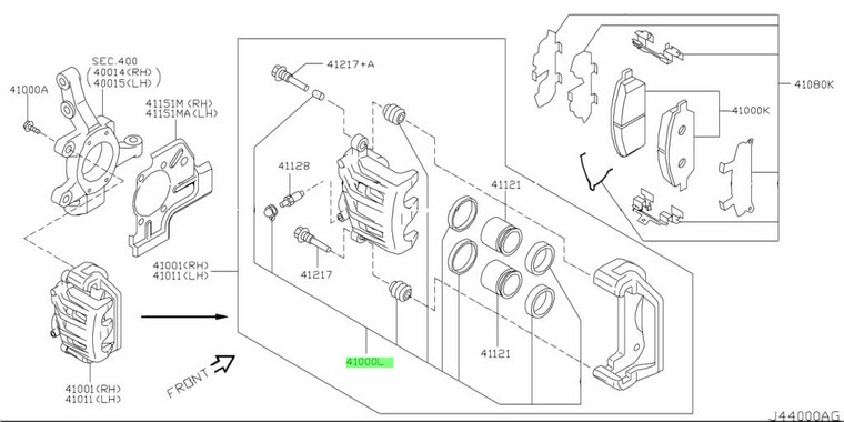 NE51 Elgrand front brake caliper seal kit (both calipers) - Genuine part