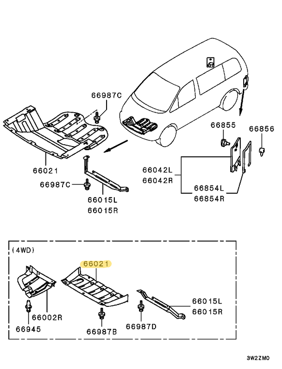 L400 Delica (Series 2) front plastic undertray - Genuine part