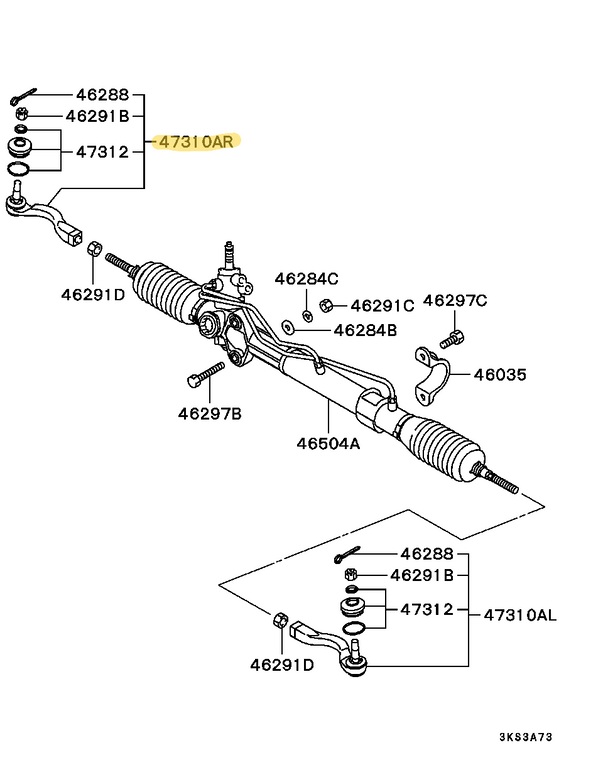 V63W/V65W/V73W/V75W Pajero right outer tie rod end - Aftermarket part