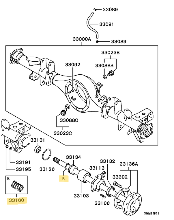 Mitsubishi rear axle shaft retainer snap ring kit - Genuine part