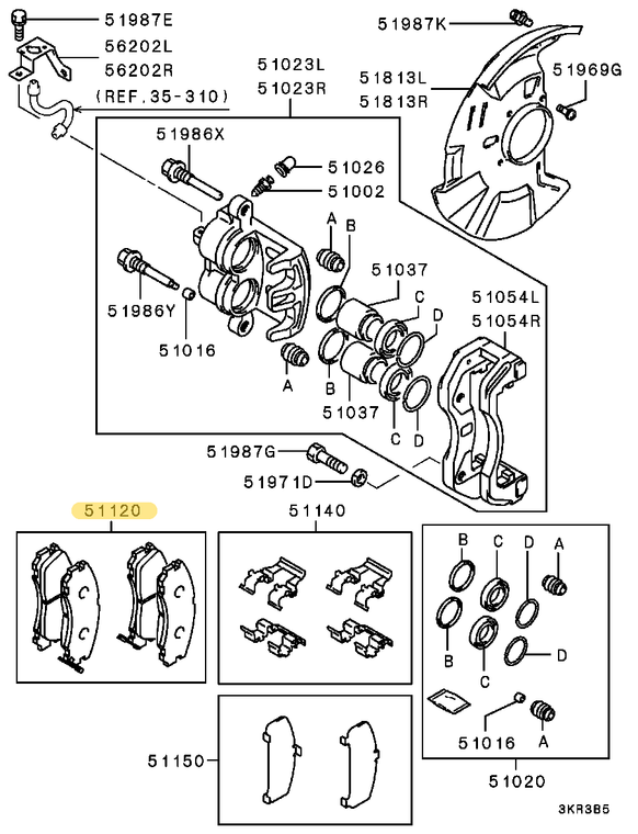 L400 Delica/Pajero front brake pads - Genuine part