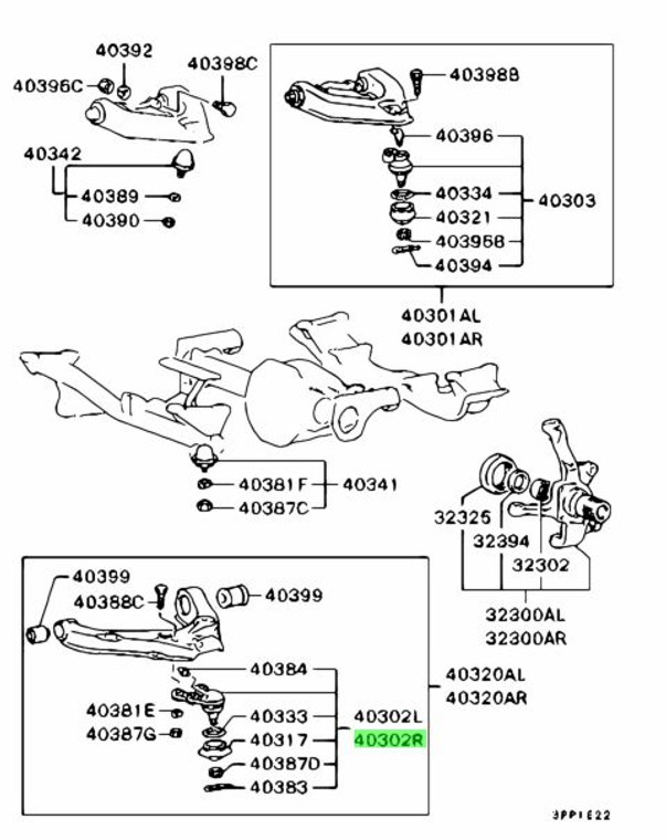 L300 Delica right front lower ball joint - Genuine part